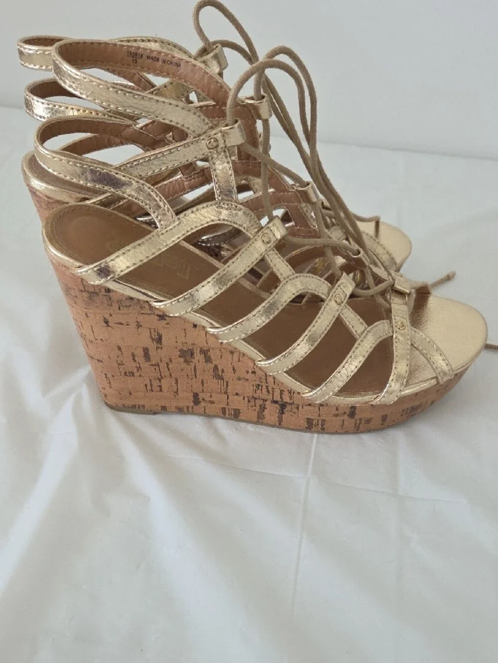 Gold Lace-Up Gladiator Platform Sandals - Women